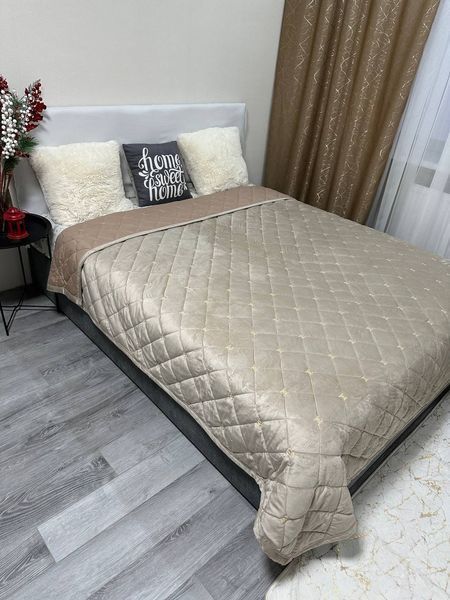 Велюрове покривало стібане бежеве 150х200см Rm-vel-11-1.5 фото