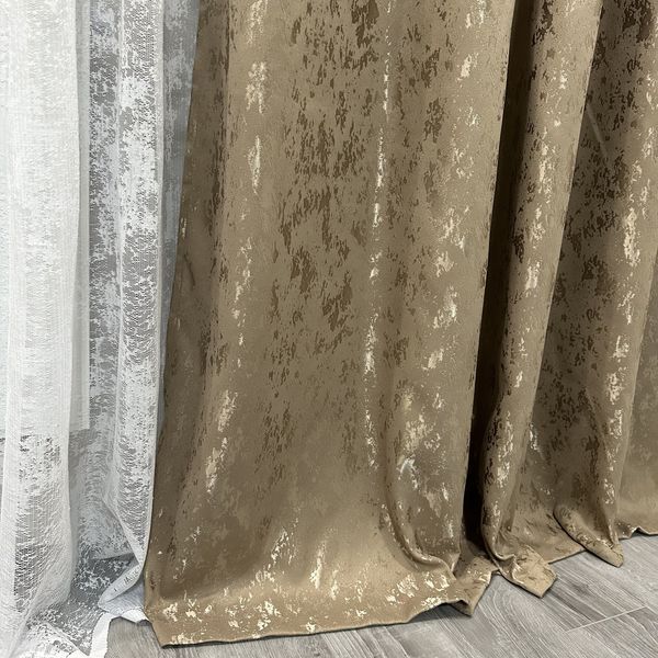 Штори "Мармурова Симфонія" (150х270 см, 2 шт., кавовий колір, на тасьмі) М19-6 (1.5) фото