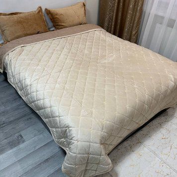 Велюрове покривало молочного кольору 220х240 см Rm-vel-16-EU фото