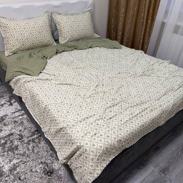 Півтораспальний набір постільної білизни з літньою ковдрою Едвіна оливковий муслін Rm-Edvina-5-1,5 фото