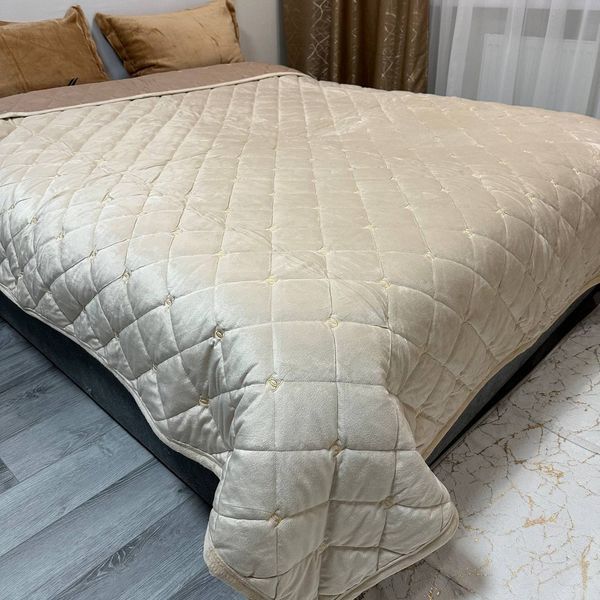 Велюрове покривало молочного кольору 220х240 см Rm-vel-16-EU фото