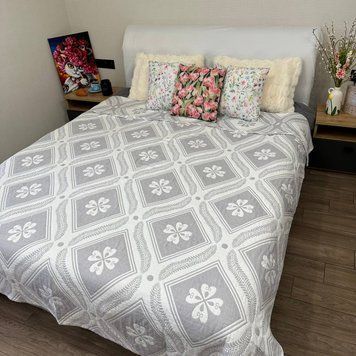 Плед льон Симетрія двосторонній з вишитим малюнком 200x230 см Rm-4458-10 фото