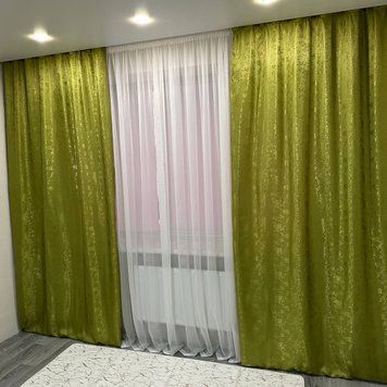 Жакардові штори з пісочним візерунком оливкового кольору 1.5х2.7м ART: Nikol-4 фото