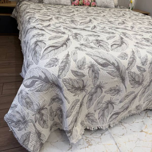 Плед льняной двусторонний Федерия молочно-кофейный 200x230 Rm-Federia-EU-3 фото