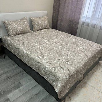 Двостороннє стібане покривало 200х230см з наволочками 50х70см (2шт) кавового кольору Rm-PST-17 фото