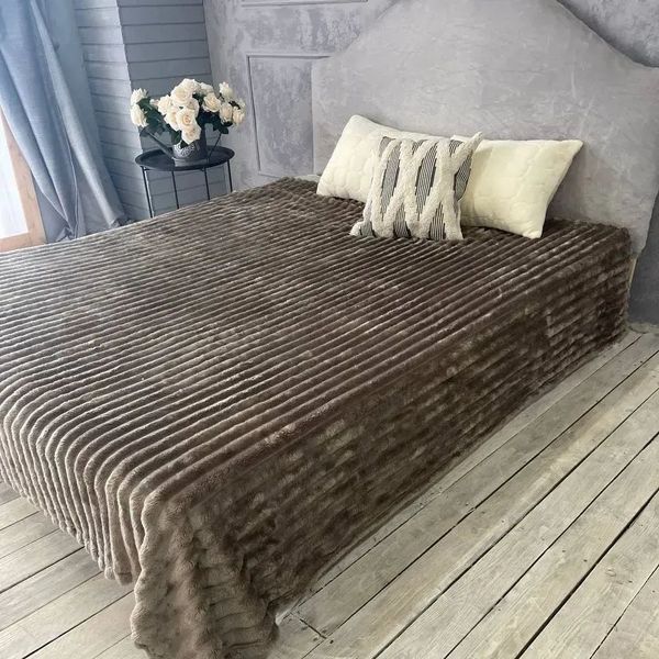 Плед королівська смужка Гранд камінь 200х220 см мікрофібра Cap-Grand-11 фото