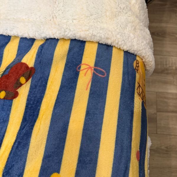 Плед новорічний Холлі євро "Смугастик" синій+жовтий 200&times;230 см зі штучною овчиною Holly-12-EU фото