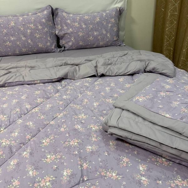 Комплект постельного белья с двумя одеялами Лаура Family сиреневый с серым Rm-LG-30-03-EU фото
