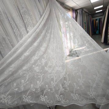 Тюль бамбук з вишивкою висота 300 см на відріз тасьма в подарунок IG-24203 фото