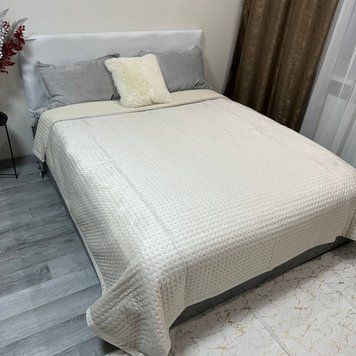 Велюрове покривало Веларіс молочне 220х240 євро Rm-velaris-1-EU фото