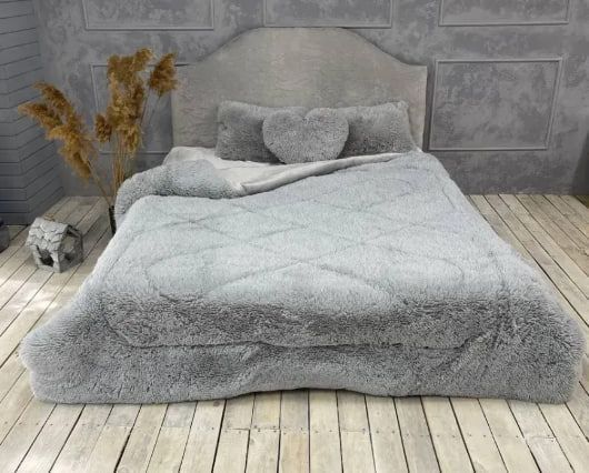 Хутряна ковдра "Травичка" євро сіра 200x230 см Cap-Kt-31 фото